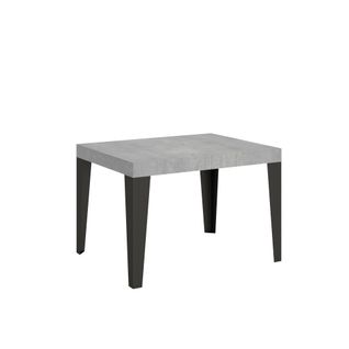 Table Extensible 80x120/204 Cm Flame Gris Béton Cadre Anthracite