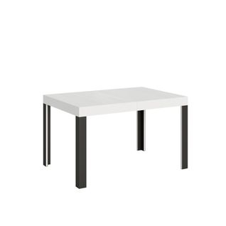 Table Extensible 80x140/224 Cm Linea Frêne Blanc Cadre Anthracite