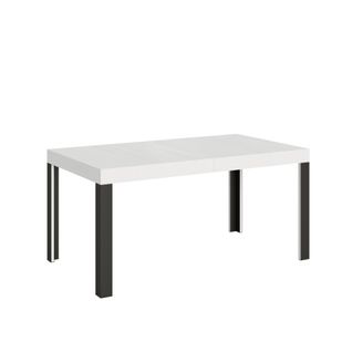 Table Extensible 80x160/244 Cm Linea Frêne Blanc Cadre Anthracite