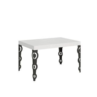 Table Extensible 80x140/224 Cm Karamay Frêne Blanc Cadre Anthracite