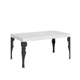 Table Extensible 80x160/244 Cm Paxon Frêne Blanc Cadre Anthracite