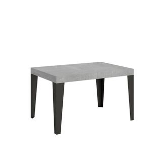 Table Extensible 80x140/224 Cm Flame Gris Béton Cadre Anthracite