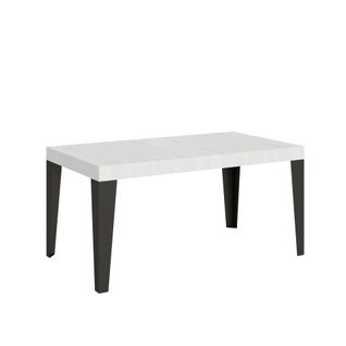 Table Extensible 80x160/244 Cm Flame Frêne Blanc Cadre Anthracite