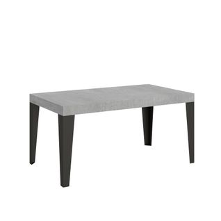 Table Extensible 80x160/244 Cm Flame Gris Béton Cadre Anthracite