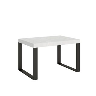 Table Extensible 90x140/400 Cm Tecno Frêne Blanc Cadre Anthracite