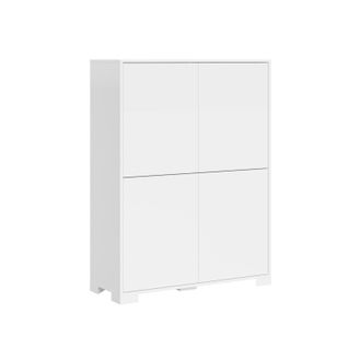 Buffet Haut 4 Portes 90x35x120 Cm Lumina Blanc Brillant