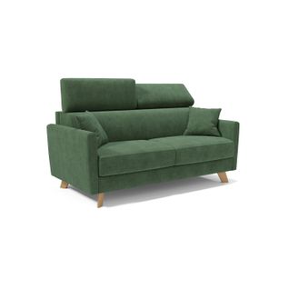Francy Canapé Convertible Avec Têtières Réglables En Tissu T17 160 Cm (mat. 120x197) Vert