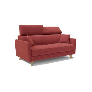 Francy Canapé Convertible Avec Têtières Réglables En Tissu T17 160 Cm (mat. 120x197) Rouge