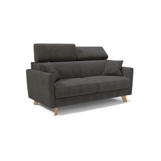 Francy Canapé Convertible Avec Têtières Réglables En Tissu T17 160 Cm (mat. 120x197) Anthracite