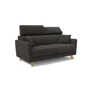Francy Canapé Convertible Avec Têtières Réglables En Tissu T17 160 Cm (mat. 120x197) Noir