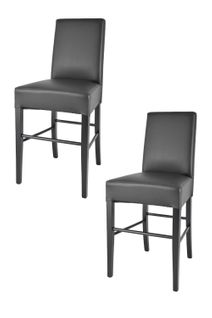 Set 2 Tabourets Bas Luisa Noir, Bois De Hêtre, Cuir Artificiel Noir