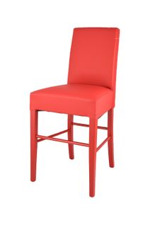 Tabouret Bas Luisa Rouge, Bois De Hêtre, Cuir Artificiel Rouge