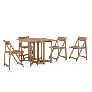 Ensemble De Jardin Table Et 4 Chaises En Bois Pliable - Cancale