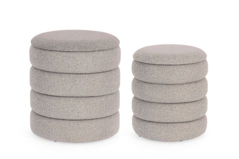 Poufs Contemporains Ronds En Tissu Bouclette (set De 2) - Karenine