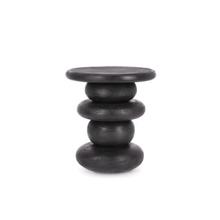 Bout De Canapé Rond En Bois De Manguier Noir D40 - Cairn