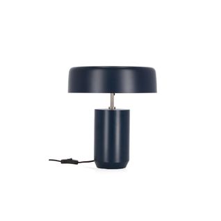 Lampe De Table Bleue En Métal H35 - Brune