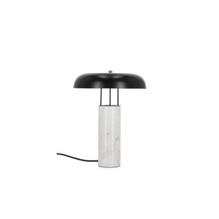 Lampe à Poser En Marbre Blanc Et Abat-jour Métal Noir H33 - Snoop