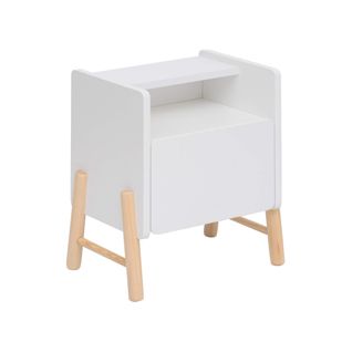 Table De Chevet Pour Enfants Kelen 49x40x30 Mdf Pin Blanc Marron