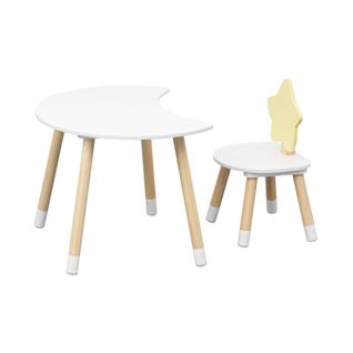 Table Et Chaise Pour Enfants Buriti 44x60x40 Mdf Pin Blanc Marron Ensemble 2 Pièces