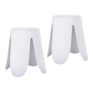 Lot De 2 Tabourets Koten 46x30x30 Cm Polypropylène Similicuir - Blanc