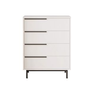 Commode 4 Tiroirs 95x75x44,5 Panneau De Particules Fer Blanc Gris Foncé Moderne