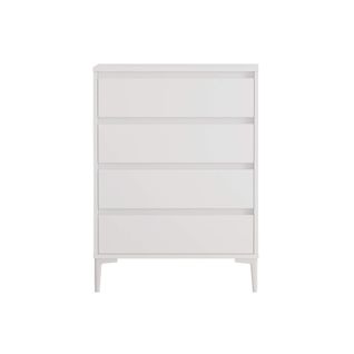Commode 4 Tiroirs Kemiri 98,5x72x45 Panneau De Particules Pvc Blanc Moderne