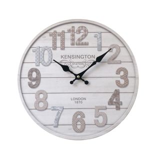 Horloge Murale Mdf Blanc Séjour Cuisine 33.8x33.8x4