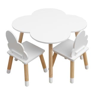 Ensemble De Table Et 2 Chaises Pour Enfants En Bois Blanc Jeux De Table