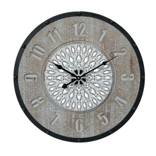Horloge Suspendue Horloges Murales Brun Noir Mdf Métal Style Vintage