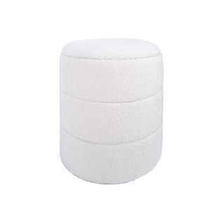 Pouf Rangement Tabouret Rond Tapissé Blanc
