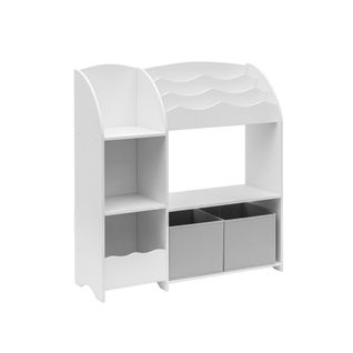Organisateur De Jouets Meuble De Chambre D'enfant Blanc Mdf Avec 2 Boîtes 5 Compartiments
