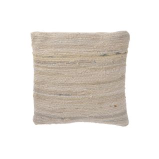 Coussin De Canapé Carré En Coton Denim Beige Déhoussable