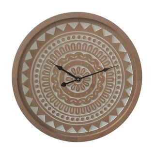 Grand Horloge Murale Marron De Style Ethnique En Mdf