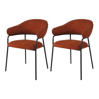 Lot De 2 Chaises Dombeya 82,5x57x56,5 Tissu Polyester Acier - Orange Noir
