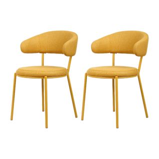 Lot De 2 Chaises Dablen 80,5x47,5x57,5 Tissu Polyester Acier - Jaune