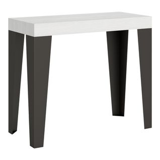 Console Extensible 90x40/196 Cm Flame Frêne Blanc Cadre Anthracite