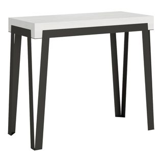 Console Extensible 90x40/300 Cm Rio Frêne Blanc Cadre Anthracite