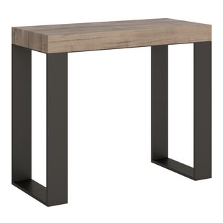 Console Extensible 90x40/196 Cm Tecno Small Premium Chêne Nature Cadre Anthracite