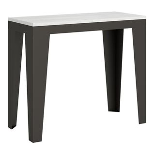 Console Extensible 90x40/196 Cm Flame Small Evolution Frêne Blanc Cadre Anthracite