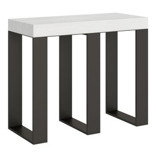 Console Extensible 90x40/196 Cm Sintesi Small Frêne Blanc Cadre Anthracite