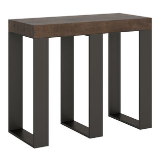 Console Extensible 90x40/300 Cm Sintesi Noyer Cadre Anthracite