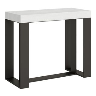 Console Extensible 90x40/300 Cm Futura Frêne Blanc Cadre Anthracite