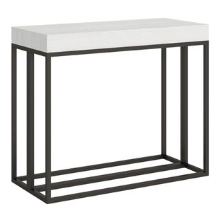 Console Extensible 90x40/196 Cm Epoca Small Frêne Blanc Cadre Anthracite