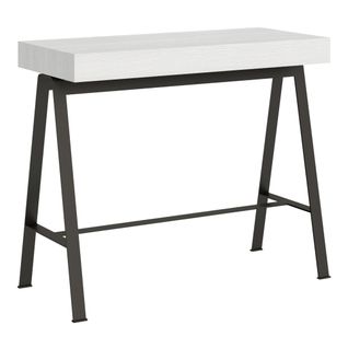 Console Extensible 90x40/300 Cm Banco Frêne Blanc Cadre Anthracite