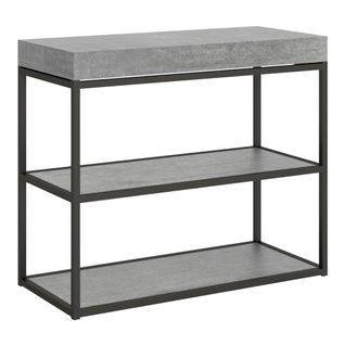 Console Extensible 90x40/300 Cm Plano Ciment Cadre Anthracite