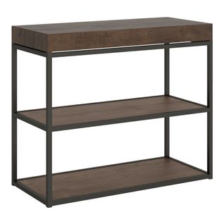 Console Extensible 90x40/300 Cm Plano Noyer Cadre Anthracite