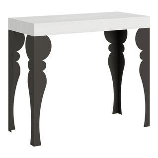 Console Extensible 90x40/196 Cm Paxon Small Frêne Blanc Cadre Anthracite