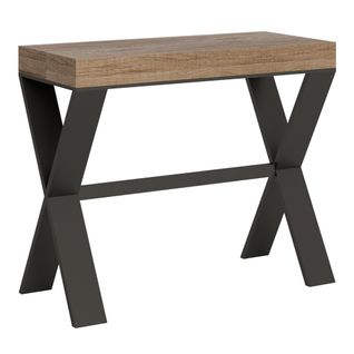 Console Extensible 90x40/196 Cm Xenia Small Chêne Nature Cadre Anthracite