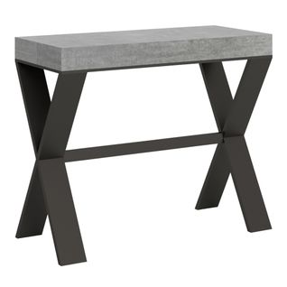 Console Extensible 90x40/196 Cm Xenia Small Ciment Cadre Anthracite