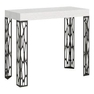 Console Extensible 90x40/196 Cm Ghibli Small Frêne Blanc Cadre Anthracite